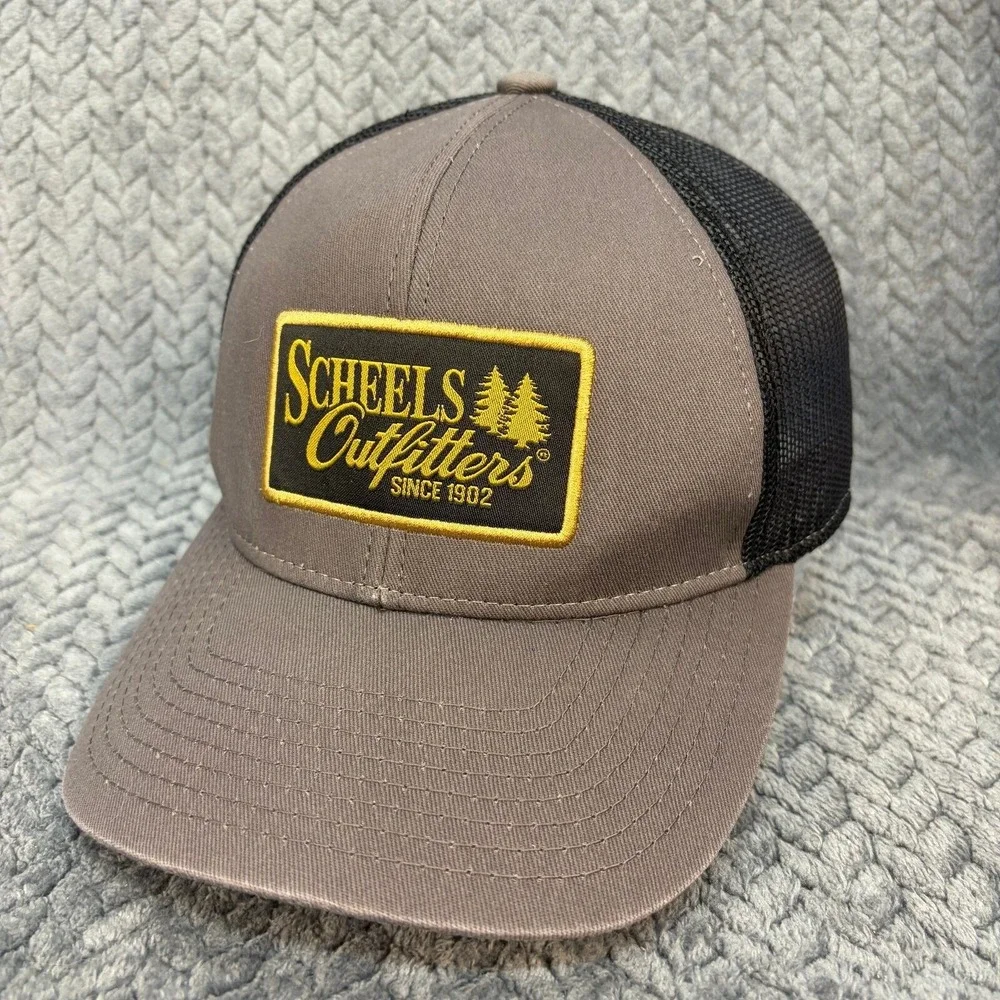 Scheels Outfitters Trucker Hat Gray Black Mesh Snapback Outdoor Cap 4591